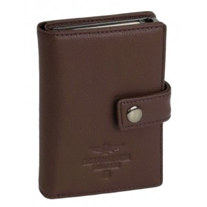 Aeronautica Militare AM-260 Mag Wallet Δερμάτινο Πορτοφόλι Καρτών με RFID Καφέ Πορτοφόλια