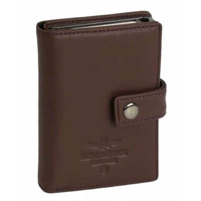 Aeronautica Militare AM-260 Mag Wallet Δερμάτινο Πορτοφόλι Καρτών με RFID Καφέ