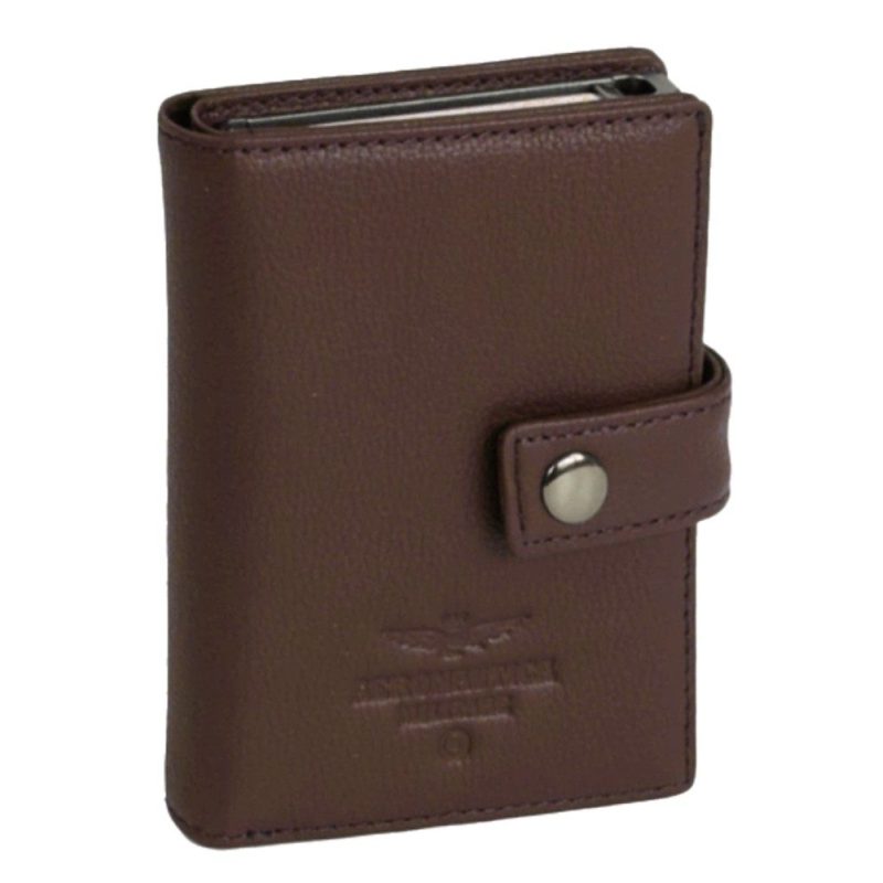 Aeronautica Militare AM-260 Mag Wallet Δερμάτινο Πορτοφόλι Καρτών με RFID Καφέ Aeronautica militare