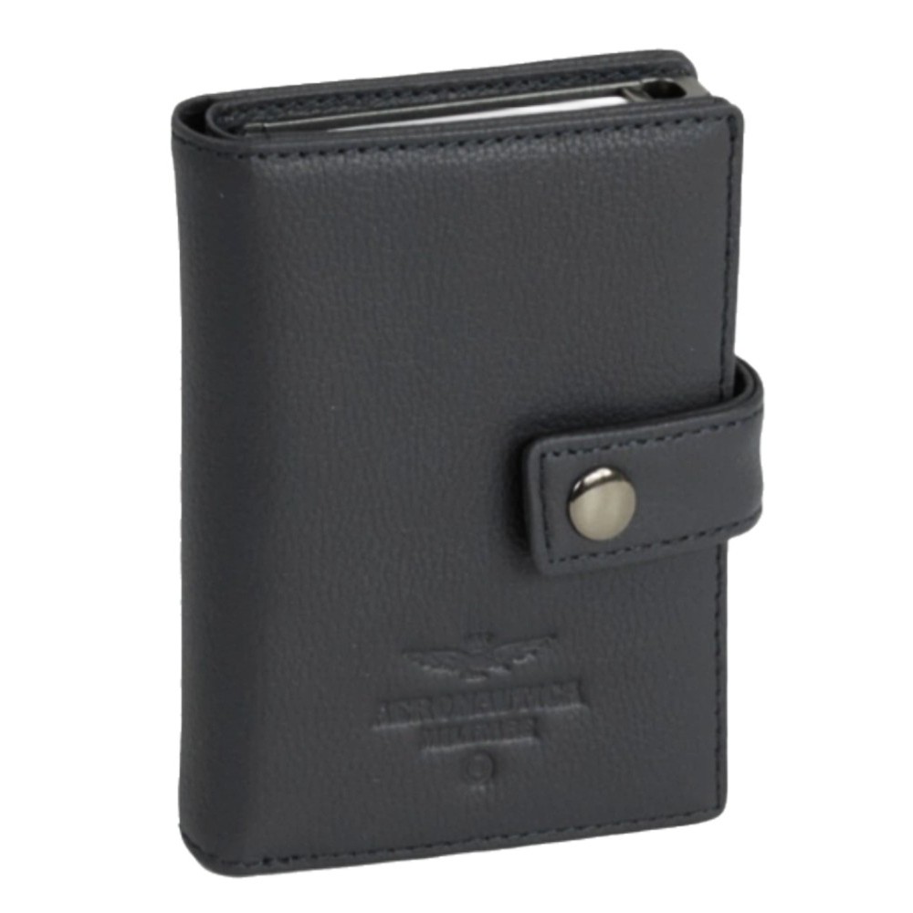 Aeronautica Militare AM-260 Mag Wallet Δερμάτινο Πορτοφόλι Καρτών με RFID Μαύρο Πορτοφόλια