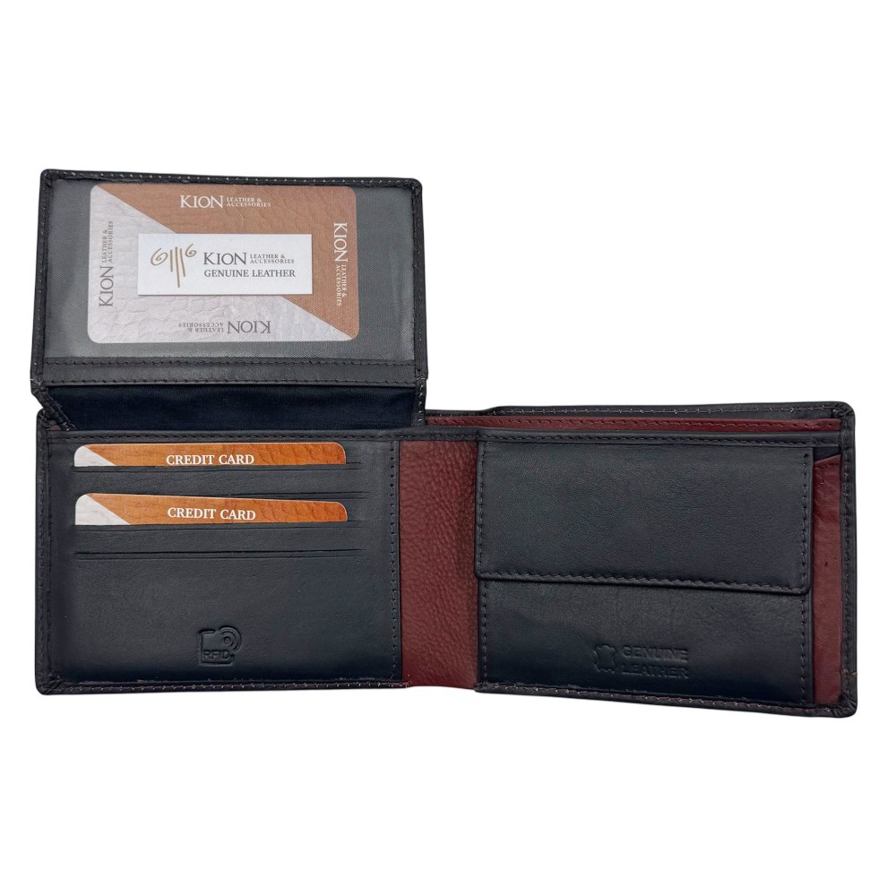 Kion AS-700 Ανδρικό Δερμάτινο Πορτοφόλι με RFID Μπλε Πορτοφόλια