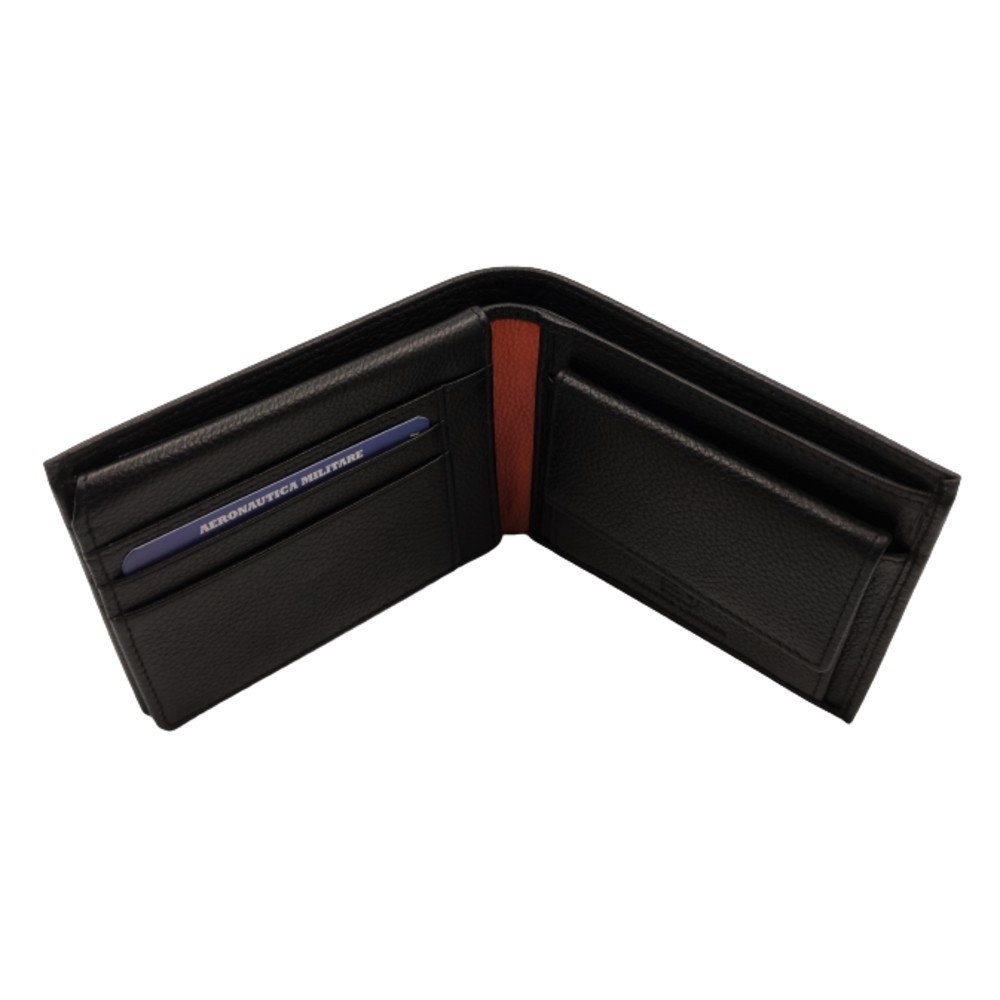 AERONAUTICA MILITARE AM-152 δέρμα πορτοφόλι μαύρο Wallets