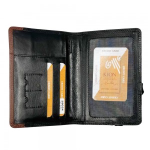 Kion 39024 Ανδρικό Πορτοφόλι Διαβατηρίου Δέρμα Μαύρο με Ταμπά Πορτοφόλια