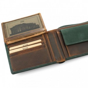 Kion KR-27 RFID karra ανδρικό πορτοφόλι δέρμα Πράσινο-Καφέ Wallets