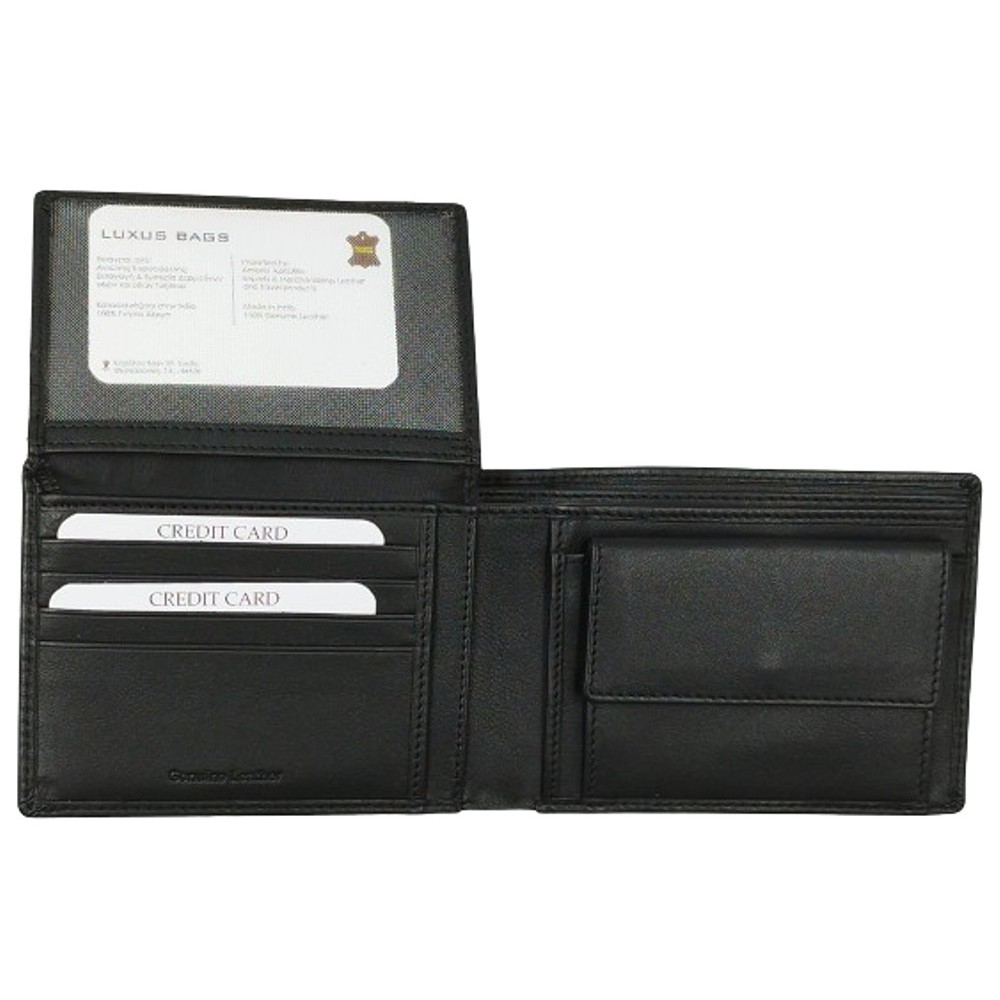 Luxus Δερμάτινο Ανδρικό Πορτοφόλι Με RFID LX-5914 Μαύρο  Πορτοφόλια