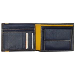 LUXUS Ανδρικό Πορτοφόλι με RFID δέρμα LX5650 Μπλε/κίτρινο/καφέ. Πορτοφόλια