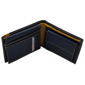 LUXUS Ανδρικό Πορτοφόλι με RFID δέρμα LX5650 Μπλε/κίτρινο/καφέ. Πορτοφόλια