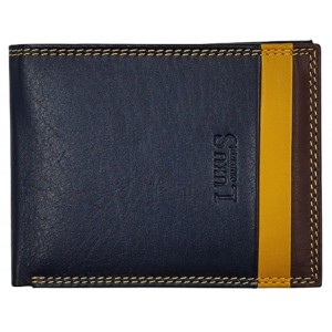 LUXUS Ανδρικό Πορτοφόλι με RFID δέρμα LX5650 Μπλε/κίτρινο/καφέ. Πορτοφόλια