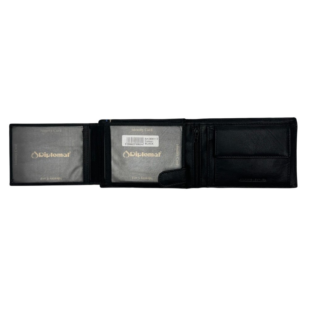Diplomat MN117 Ανδρικό Πορτοφόλι με RFID Μαύρο Wallets