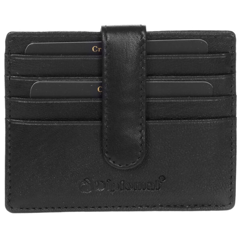 Diplomat Δερμάτινο Ανδρικό Πορτοφόλι Καρτών με RFID MN121 Μαύρο Πορτοφόλια