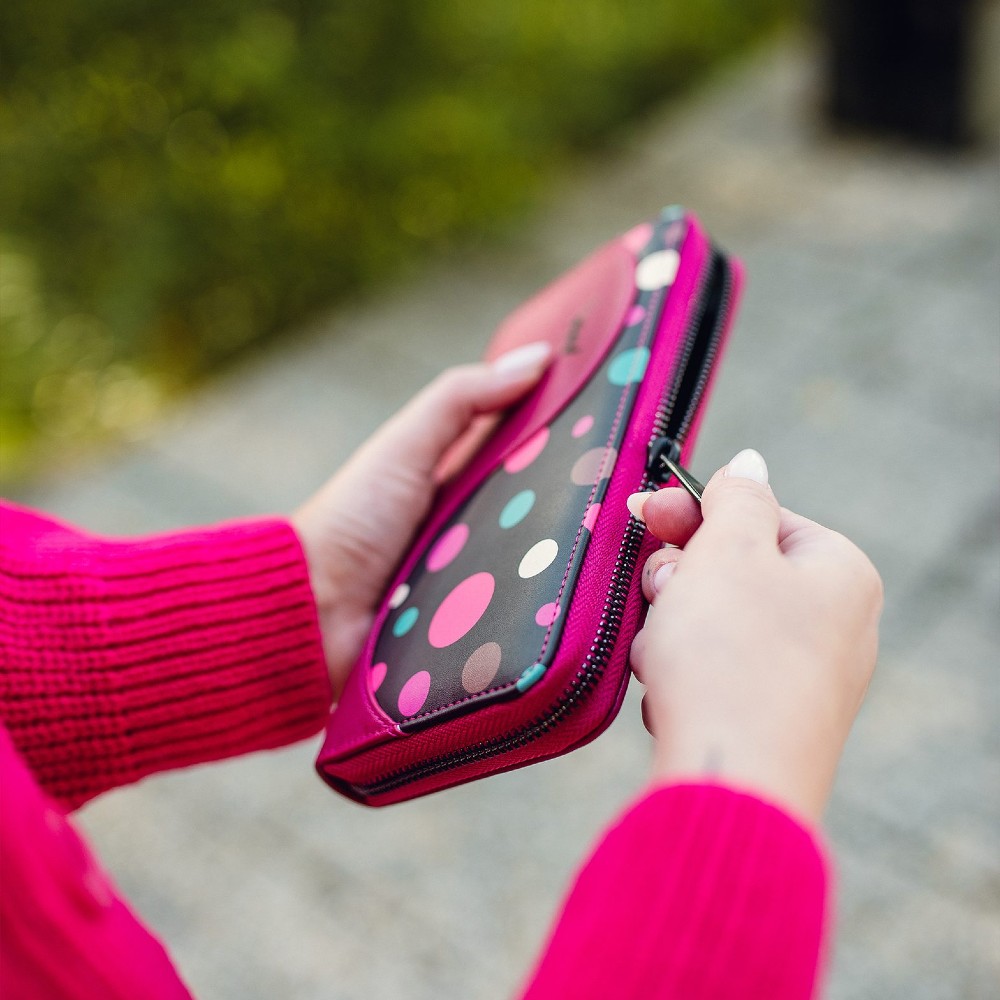 VUCH Γυναικείο Πορτοφόλι Niky Φούξια Dots Πορτοφόλια