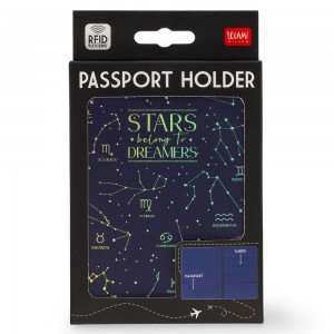 Legami Milano PH0038 Stars Passport Case with RFID Blue Wallets