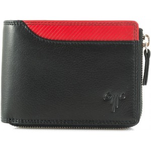 Ανδρικό Πορτοφόλι δέρμα ΚΙΟΝ 17 μαύρο-κόκκινο