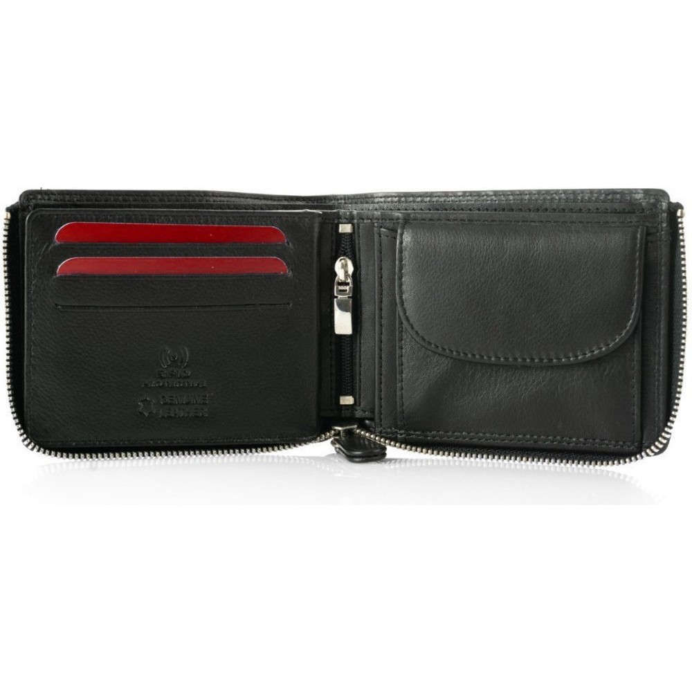 Ανδρικό Πορτοφόλι δέρμα ΚΙΟΝ 17 μαύρο-κόκκινο