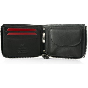 Ανδρικό Πορτοφόλι δέρμα ΚΙΟΝ 17 μαύρο-κόκκινο