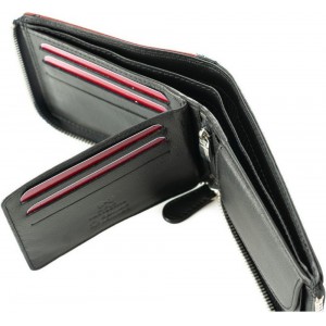 Ανδρικό Πορτοφόλι δέρμα ΚΙΟΝ 17 μαύρο-κόκκινο
