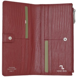 7.Dots Venus-75-020 Women's Leather Wallet Lizard print Red Wallets