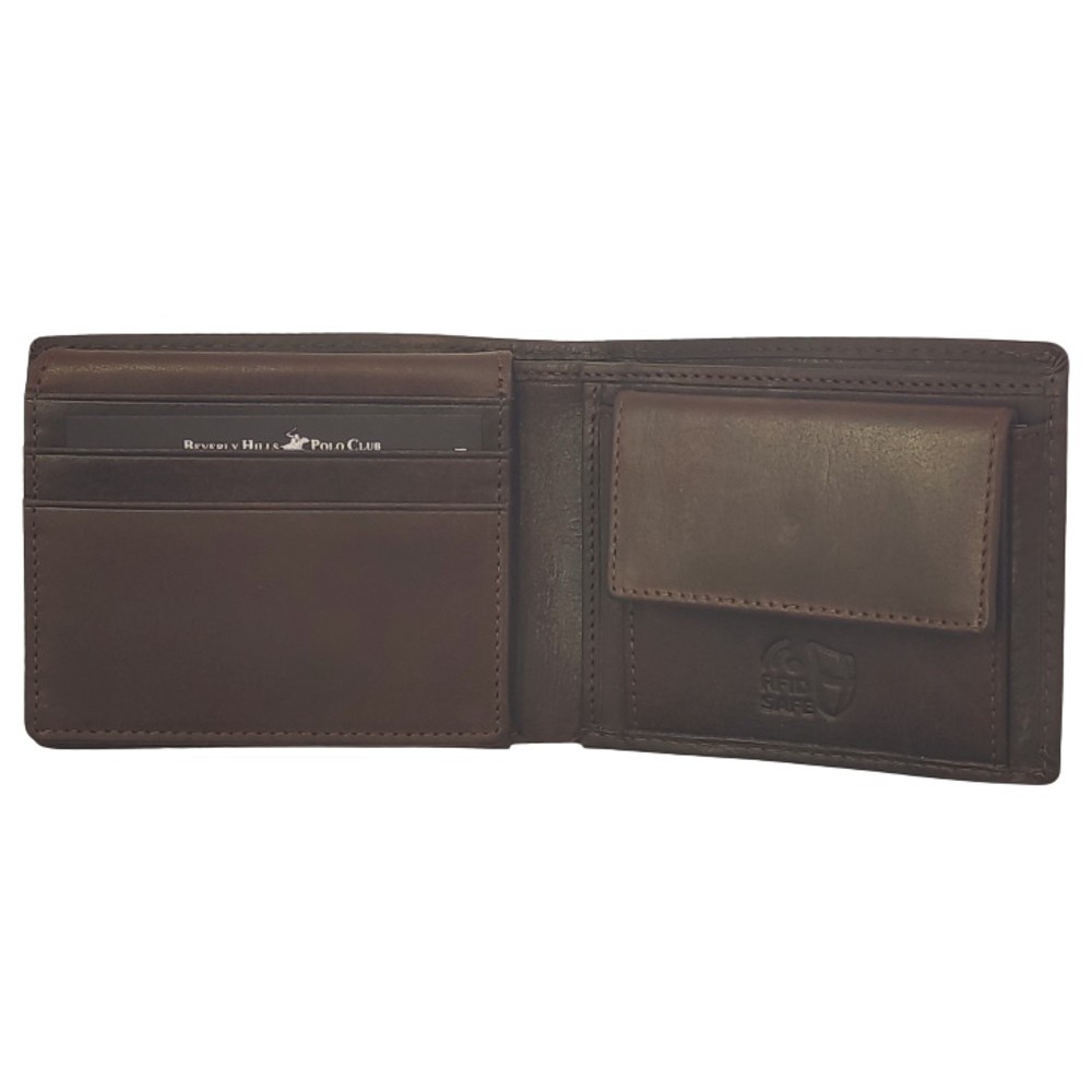 POLO CLUB BEVERLY HILLS BH-1191 Δέρμα Πορτοφόλι καφέ. Πορτοφόλια