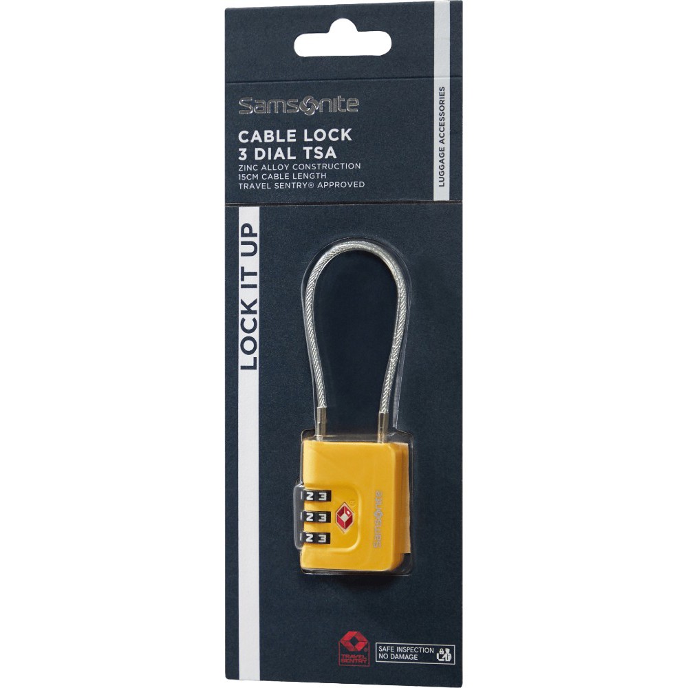 Samsonite 155576-1924 Ta Revol Cablelock 3 Dial TSA Λουκέτο Συνδυασμού Κίτρινο Είδη ταξιδιού