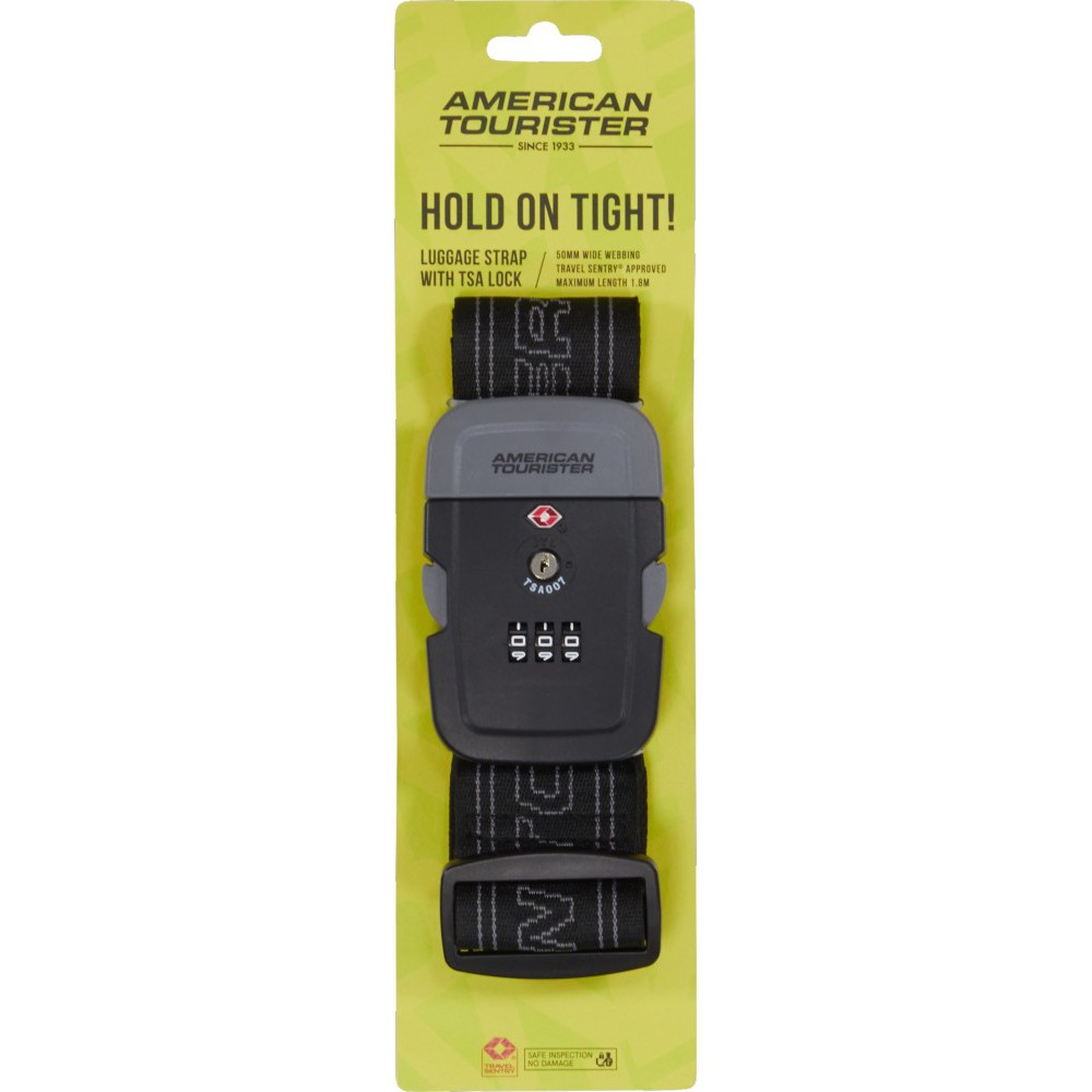 American Tourister 159207-1062 Ιμάντας Βαλίτσας με TSA Lock Μαύρο/Γκρι Είδη ταξιδιού