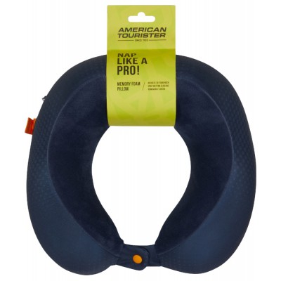 American Tourister 159209-6032 Travel Pillow with Memory Foam Navy/Orange