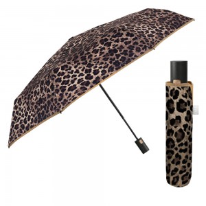 PERLETTI 26495 Automatic Windproof Folding Rain Umbrella Grey Leopard Accessories