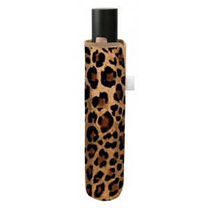 PERLETTI 26495 Automatic Windproof Folding Rain Umbrella Brown Leopard Accessories