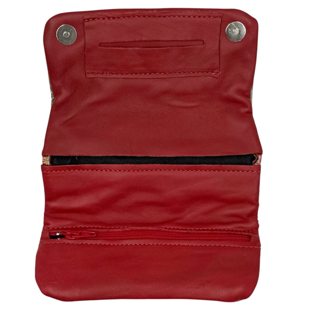 3Cats K4 Handmade Leather Tobacco Pouches with Red Canvas. Accessories