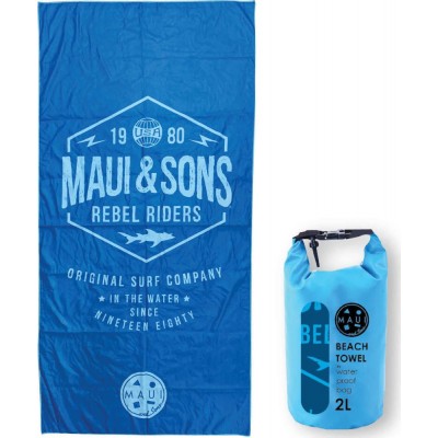 Maui & Sons 4951 Σετ Πετσέτα Σώματος Microfiber Με Αδιάβροχο Τσαντάκι 2L Μπλε