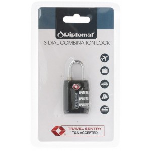 Diplomat ACLOCK3 Λουκέτο Συνδυασμού Μαύρο με TSA