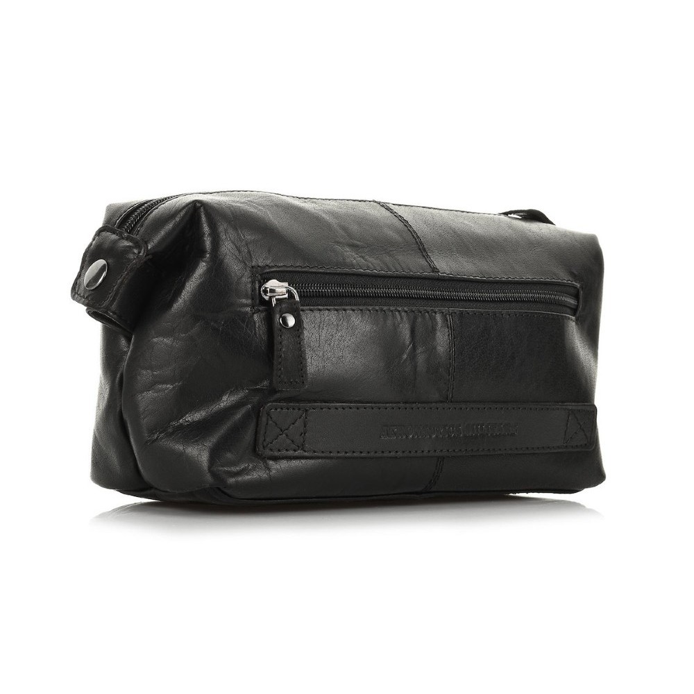 Aeronautica Militare AM-300 Leather Men's Wash Bag Black Bags