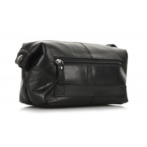 Aeronautica Militare AM-300 Leather Men's Wash Bag Black Bags