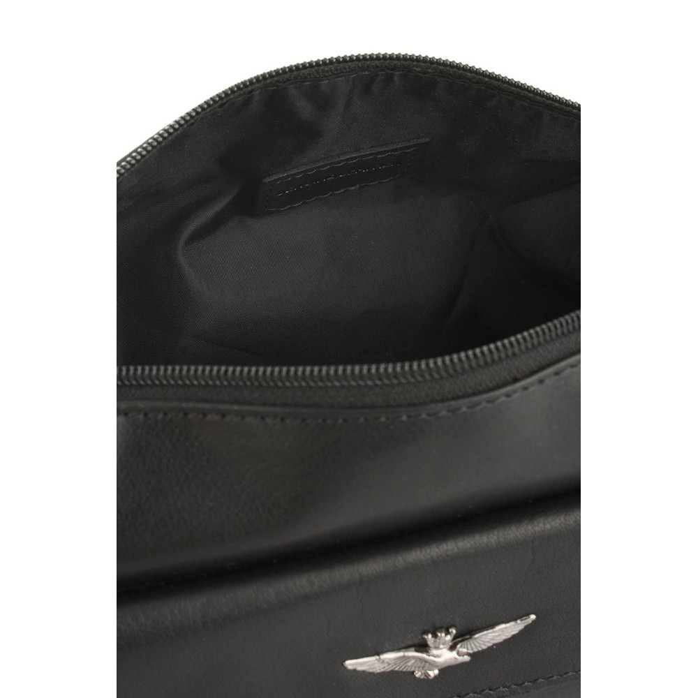 Aeronautica Militare AM-300 Leather Men's Wash Bag Black Bags