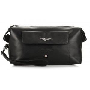 Aeronautica Militare AM-300 Leather Men's Wash Bag Black Bags