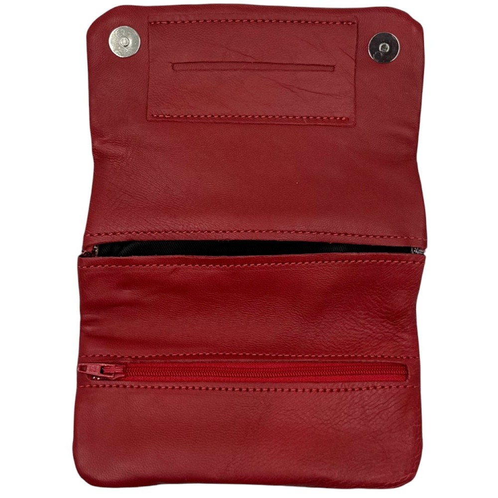 3Cats K4-1 Handmade Leather Tobacco Pouches with Canvas Red Accessories