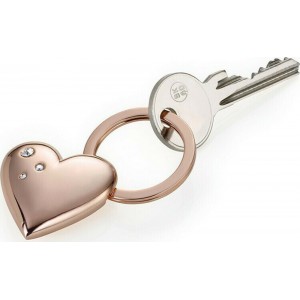 TROIKA KR15-32/RG Keyring Μπρελόκ Rosy Heart με Swarovski Ροζ Gold Αξεσουάρ