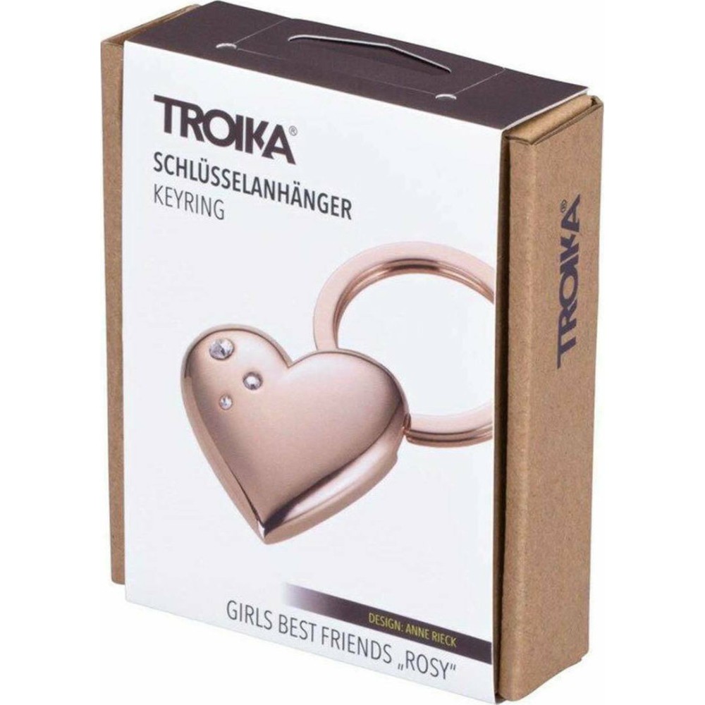 TROIKA KR15-32/RG Keyring Μπρελόκ Rosy Heart με Swarovski Ροζ Gold Αξεσουάρ