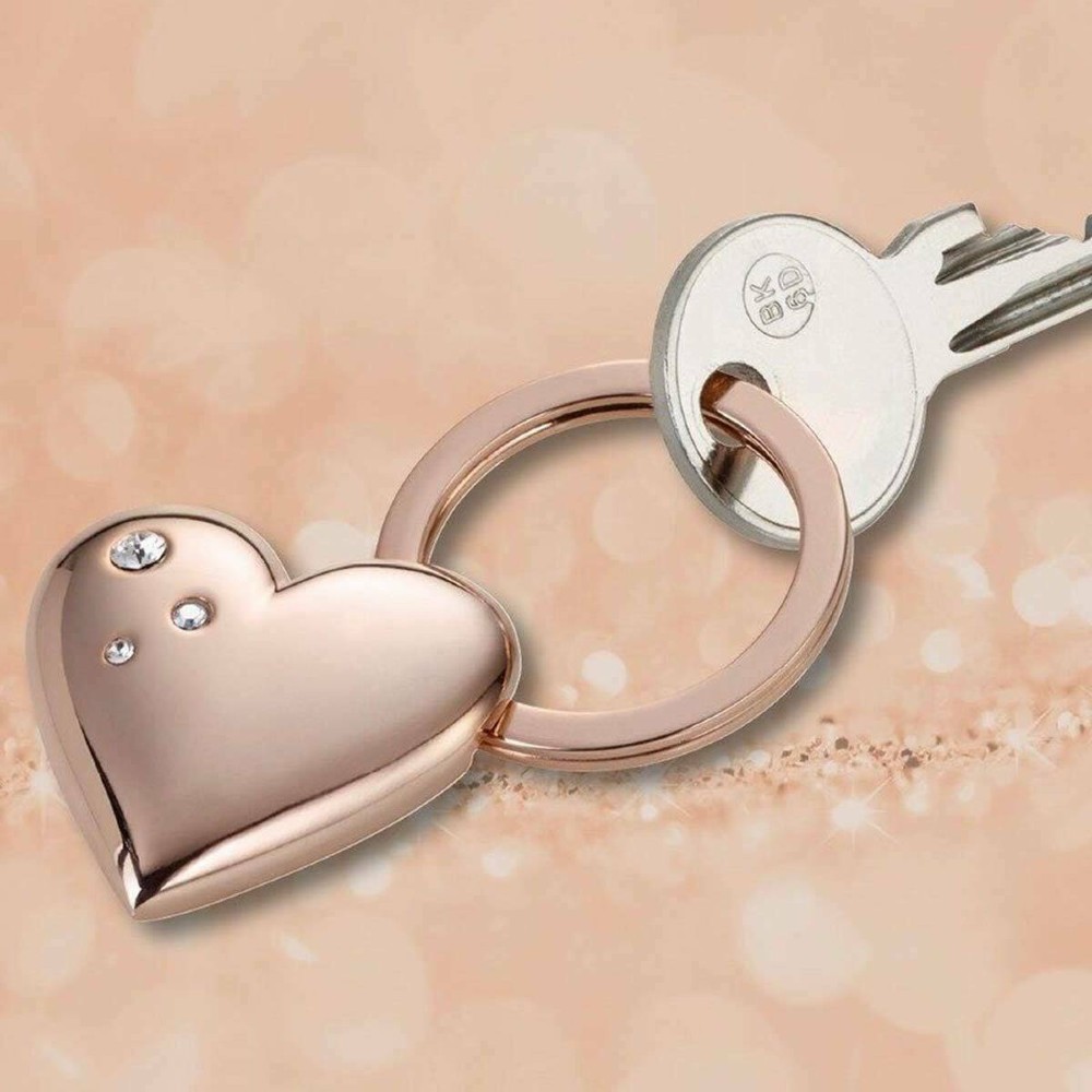 TROIKA KR15-32/RG Keyring Μπρελόκ Rosy Heart με Swarovski Ροζ Gold Αξεσουάρ