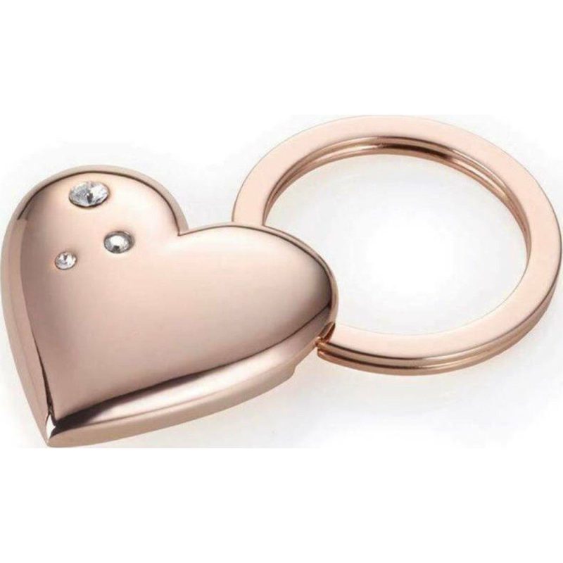 TROIKA KR15-32/RG Keyring Μπρελόκ Rosy Heart με Swarovski Ροζ Gold TROIKA