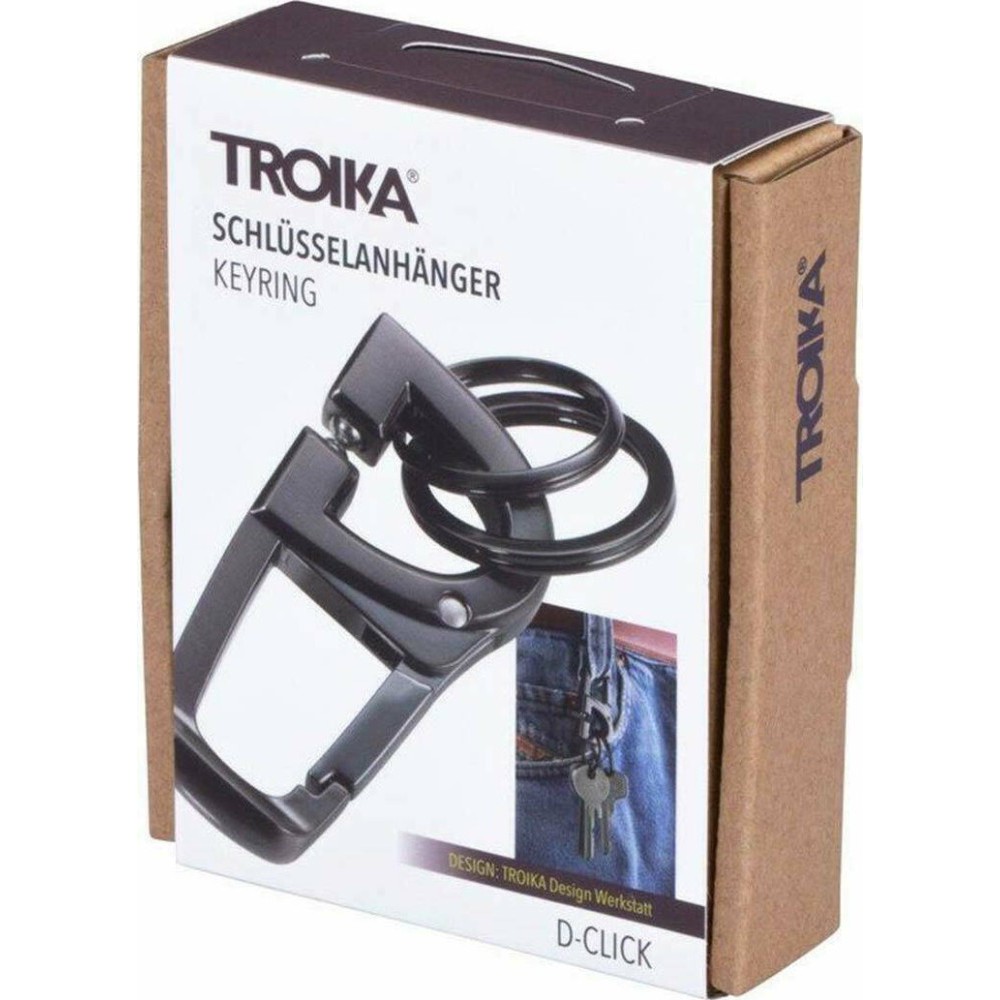 TROIKA KR18-06/GM 2Keyring D-CLICK Μπρελόκ Μαύρο Μέταλλο Αξεσουάρ