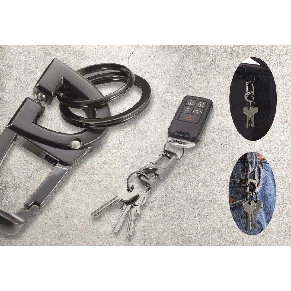 TROIKA KR18-06/GM 2Keyring D-CLICK Μπρελόκ Μαύρο Μέταλλο Αξεσουάρ
