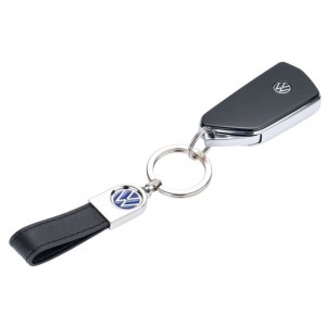 TROIKA KR24-05/VW Keyring Μπρελόκ Volkswagen Δερμάτινο Μαύρο Αξεσουάρ