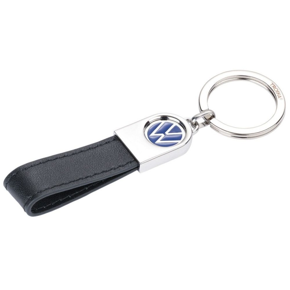 TROIKA KR24-05/VW Keyring Μπρελόκ Volkswagen Δερμάτινο Μαύρο Αξεσουάρ