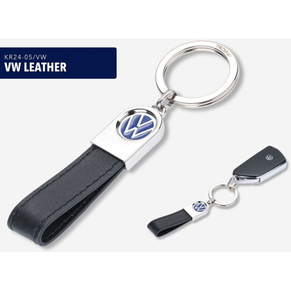TROIKA KR24-05/VW Keyring Μπρελόκ Volkswagen Δερμάτινο Μαύρο Αξεσουάρ