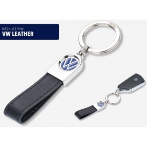 TROIKA KR24-05/VW Keyring Μπρελόκ Volkswagen Δερμάτινο Μαύρο Αξεσουάρ