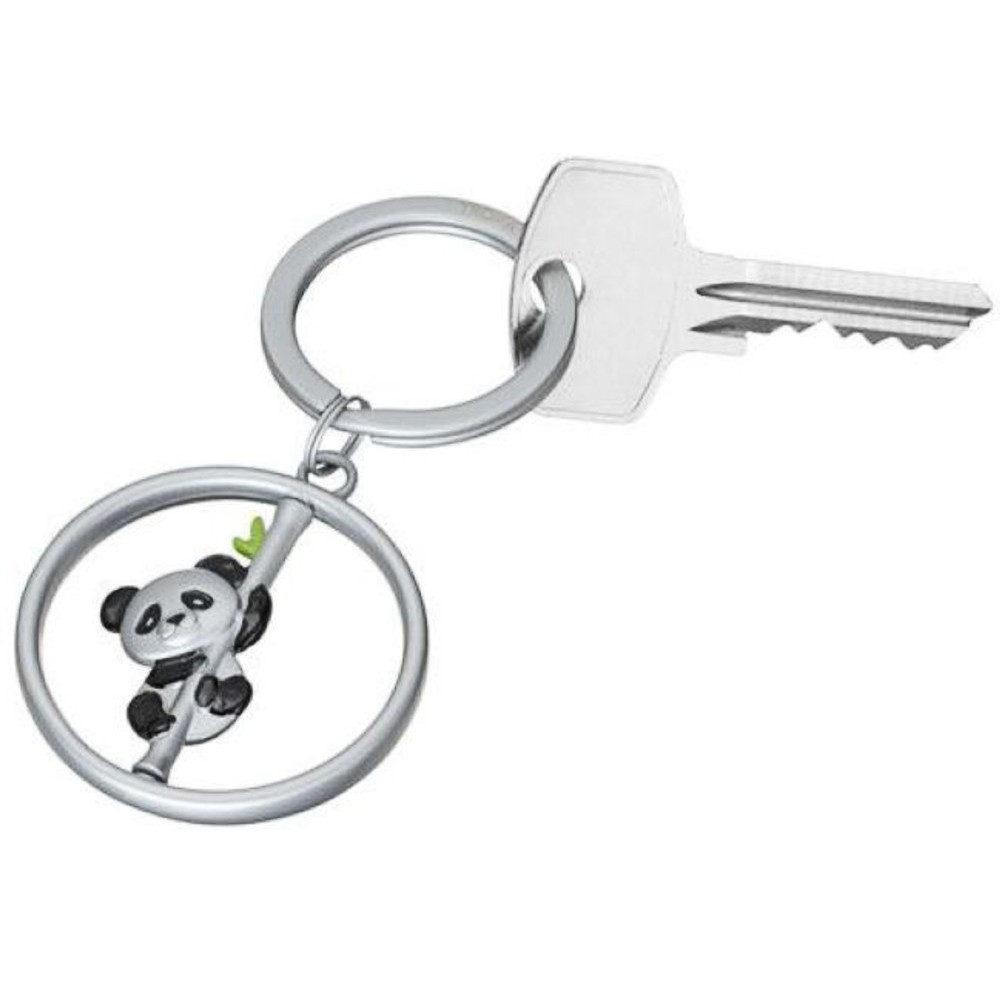 TROIKA KR25-08/MA Keyring SPINNING PANDA Μπρελόκ Ασημί Αξεσουάρ
