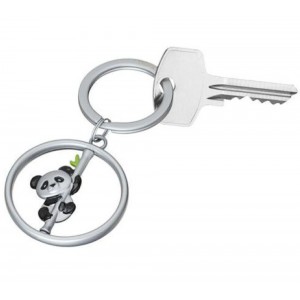TROIKA KR25-08/MA Keyring SPINNING PANDA Μπρελόκ Ασημί Αξεσουάρ