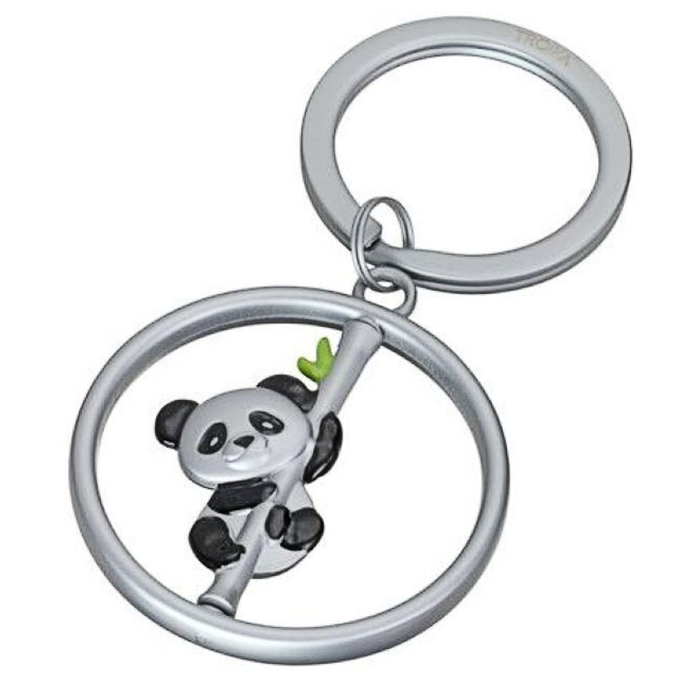 TROIKA KR25-08/MA Keyring SPINNING PANDA Μπρελόκ Ασημί Αξεσουάρ