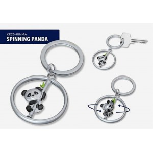 TROIKA KR25-08/MA Keyring SPINNING PANDA Μπρελόκ Ασημί Αξεσουάρ