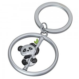 TROIKA KR25-08/MA Keyring SPINNING PANDA Μπρελόκ Ασημί Αξεσουάρ